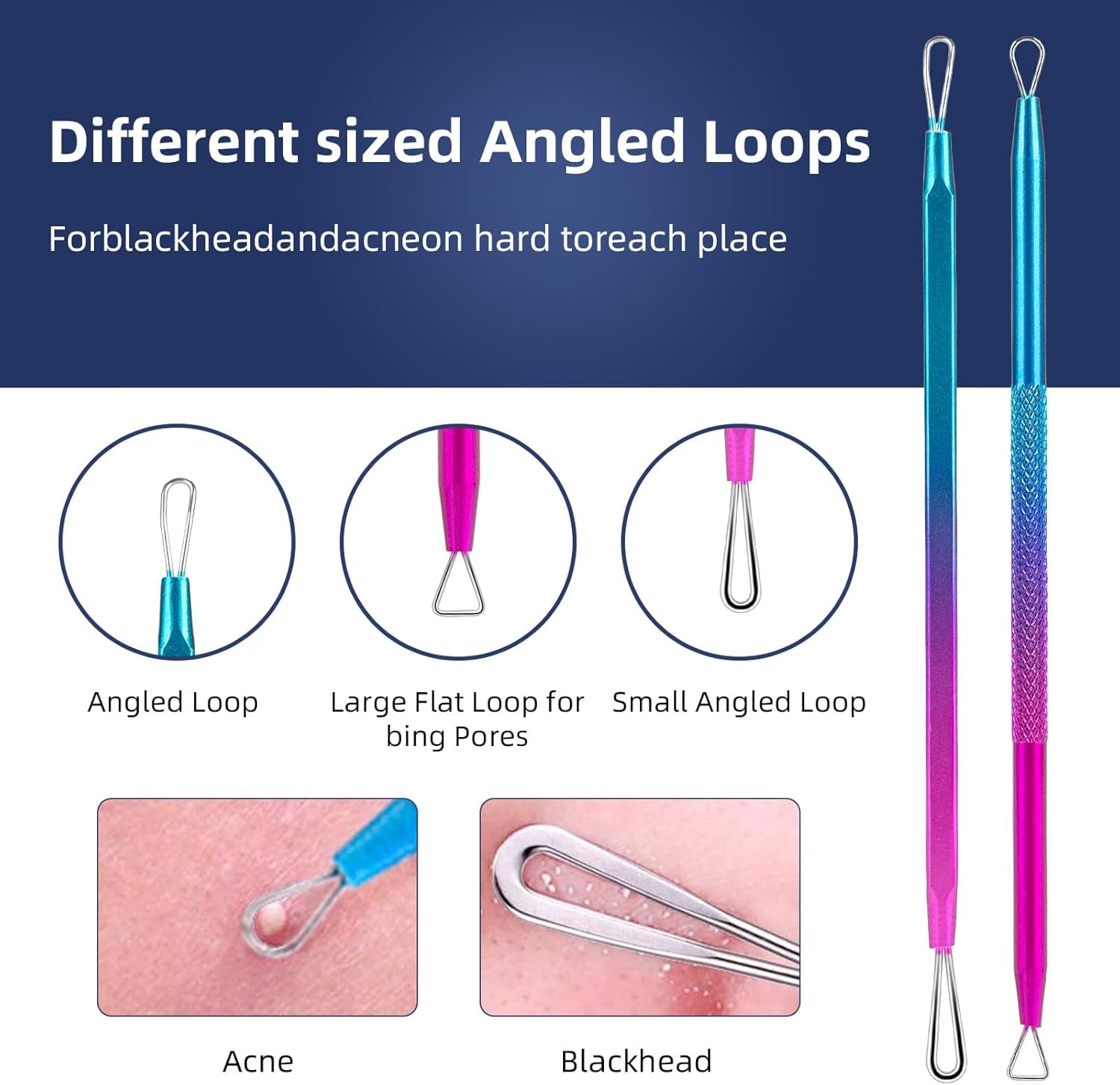 Pimple Popper Tool Kit -  10 Pcs Blackhead Remover Comedone Extractor Kit with Metal Case for Quick and Easy Removal of Blackheads, Zit Removing, Facial and Nose(Colorful)