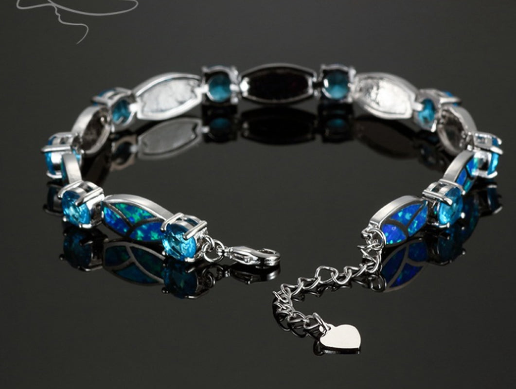 Copper Plated Silver Blue Opal Bracelet Aliexpress Hot Blast Bracelet