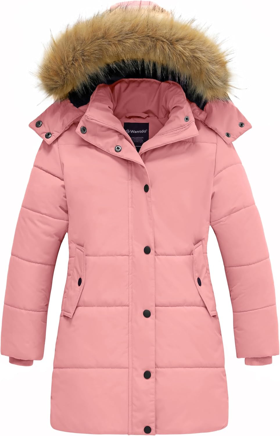 Girl'S Winter Coat Long Puffer Jacket Fleece Parka with Hood Waterproof