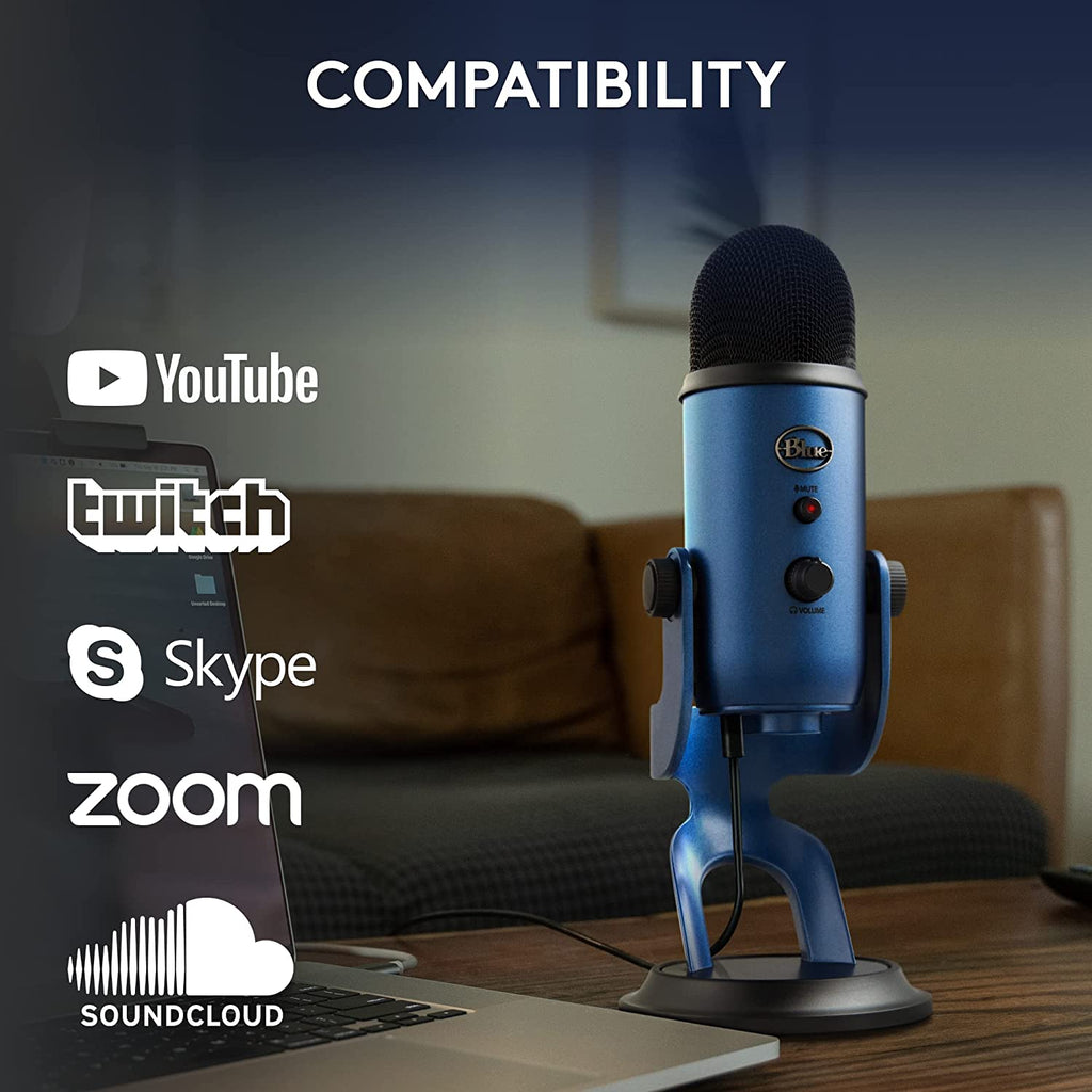 Creators Blue Yeti USB Microphone for Gaming, Streaming, Podcast, Youtube, Discord, PC, Studio Sound, Plug & Play-Midnight Blue