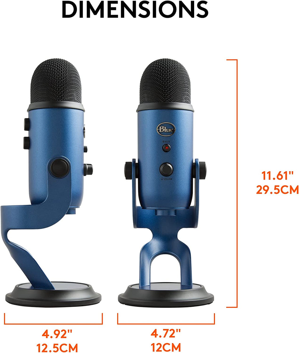 Creators Blue Yeti USB Microphone for Gaming, Streaming, Podcast, Youtube, Discord, PC, Studio Sound, Plug & Play-Midnight Blue