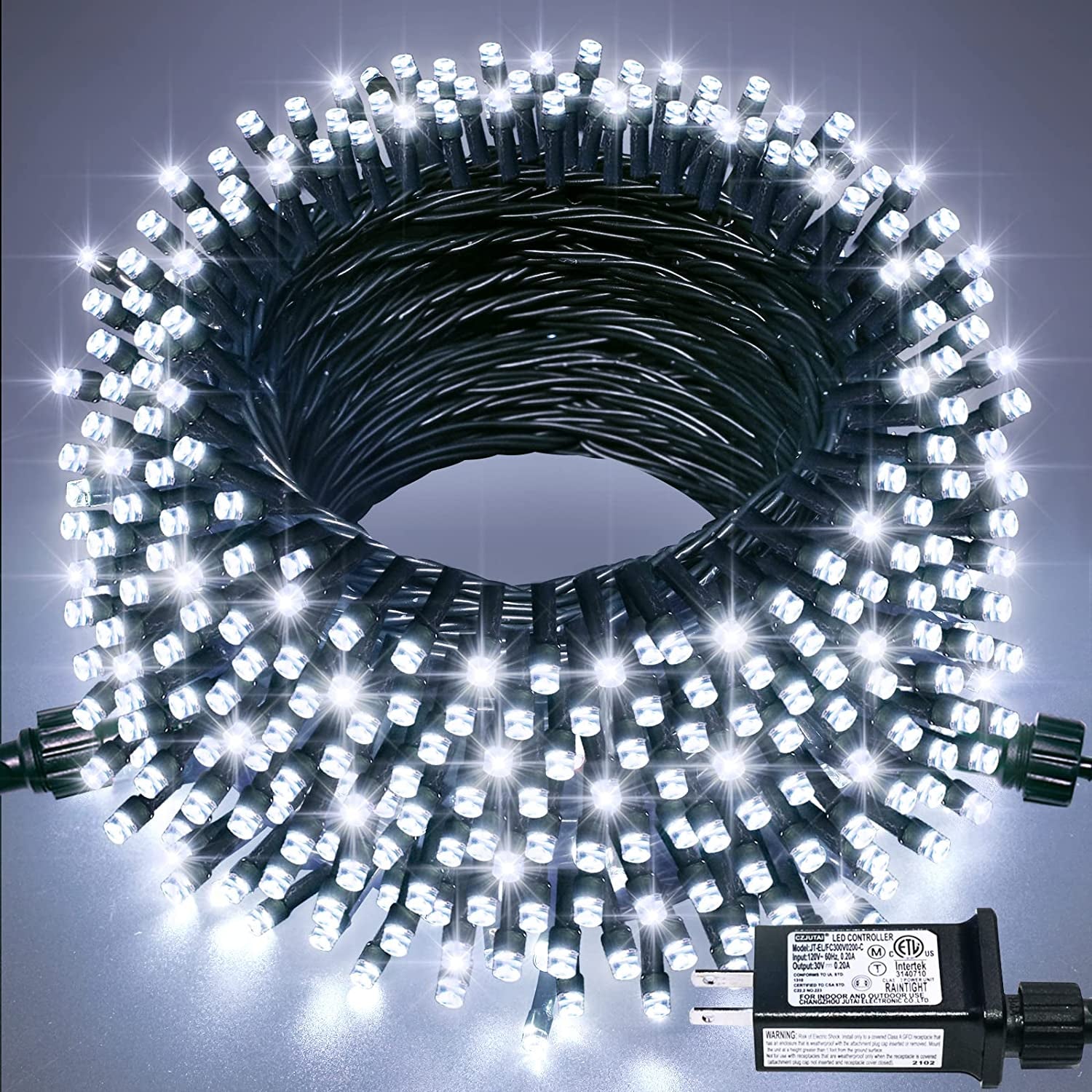 200 LED White Christmas Lights Outdoor, 66Ft Connectable Christmas Tree Lights Indoor Green Wire, 8 Modes Waterproof Twinkle String Lights Plug in for Wedding Party Xmas Decorations