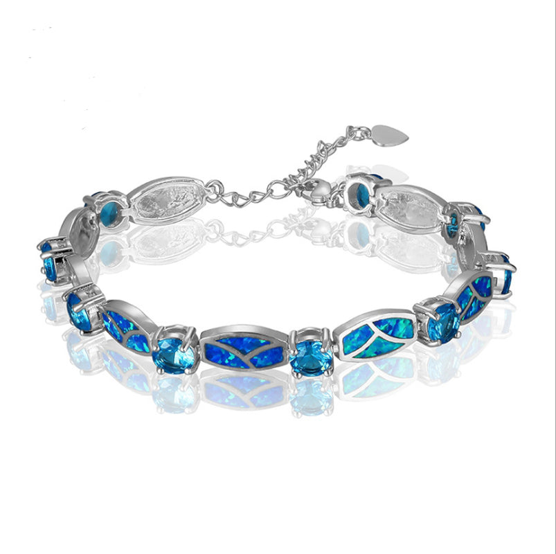 Copper Plated Silver Blue Opal Bracelet Aliexpress Hot Blast Bracelet